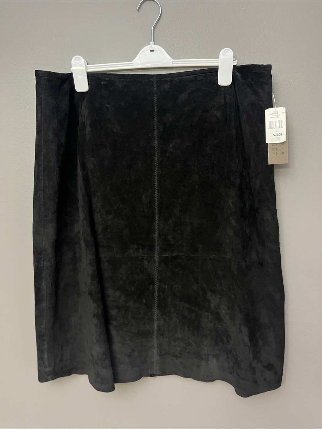John Paul Richard Black Suede A-Line Skirt - Size 20 - New